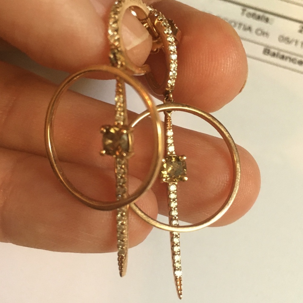 Effy 14K Rose Gold & Brown Diamond Spike Earrings - Picture 4 of 8